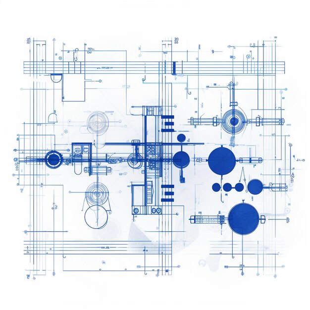 Foto abgebildete zeichnung eines bauplans eines gebäudes mit vielen kreisen generative ai