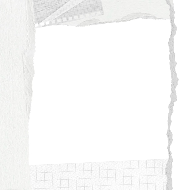 Abgerissener PNG-Rahmen aus weißem Papier, durchsichtiger Hintergrund