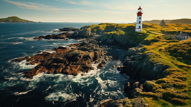 Abgeschiedener Leuchtturm am Meer