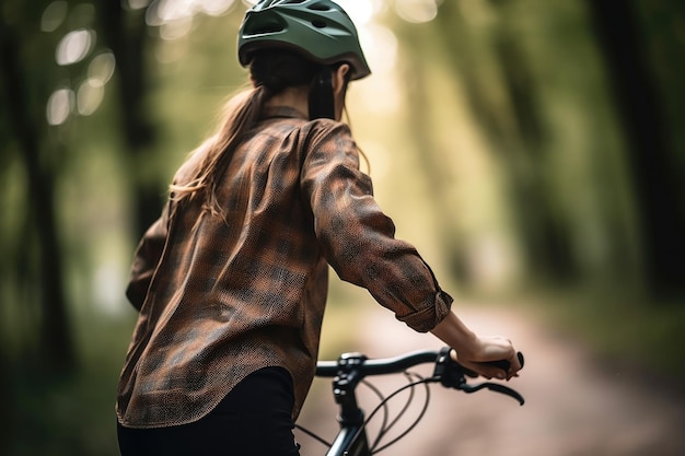 Abgeschnittenes Bild einer Frau, die im Freien Rad fährt, erstellt mit generativer KI