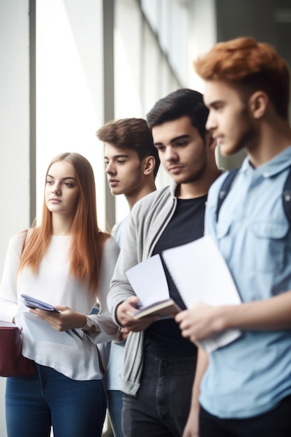 Foto abgeschnittenes bild einer gruppe junger studenten vor der prüfung, erstellt mit generativer ki