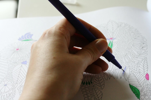 Abgeschnittenes Bild einer Handzeichnung mit einem Filz-Stift