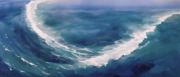 Abismo das ondas do mar ilustração das ondas do mar turquesa Generative AI