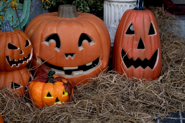 Abóbora conceito de Halloween no fundo do feriado