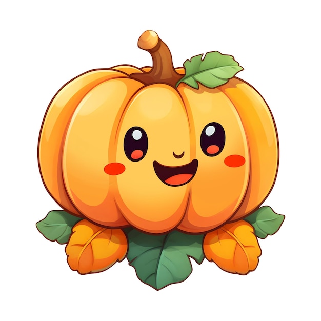 Abóbora de desenho animado com rosto sorridente abóbora de Halloween em fundo transparente