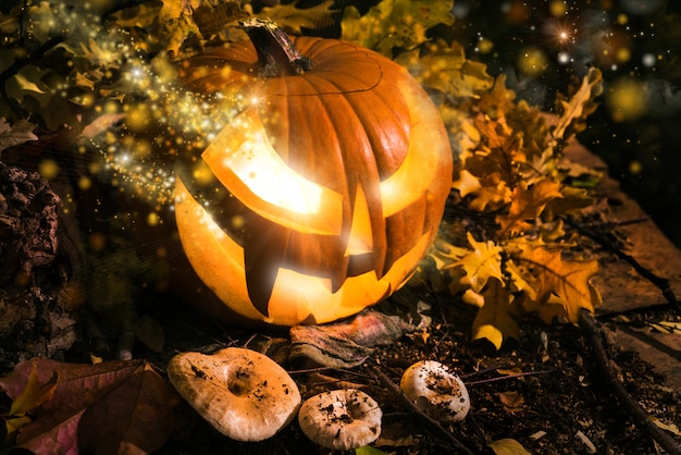 Abóbora de Halloween ao ar livre