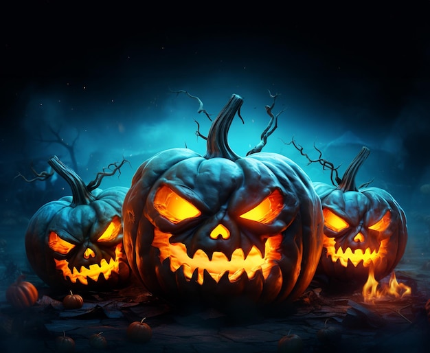 Abóbora de halloween assustador Banner de feliz halloween ou fundo de convite de festa