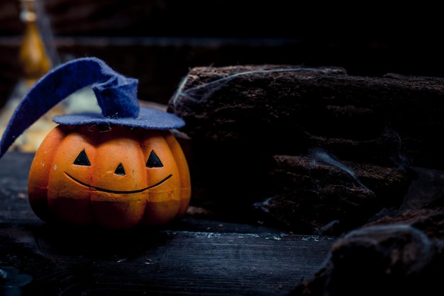 Abóbora de halloween, cena de doces ou travessuras