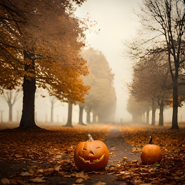 Abóbora de Halloween com castelo de morcego