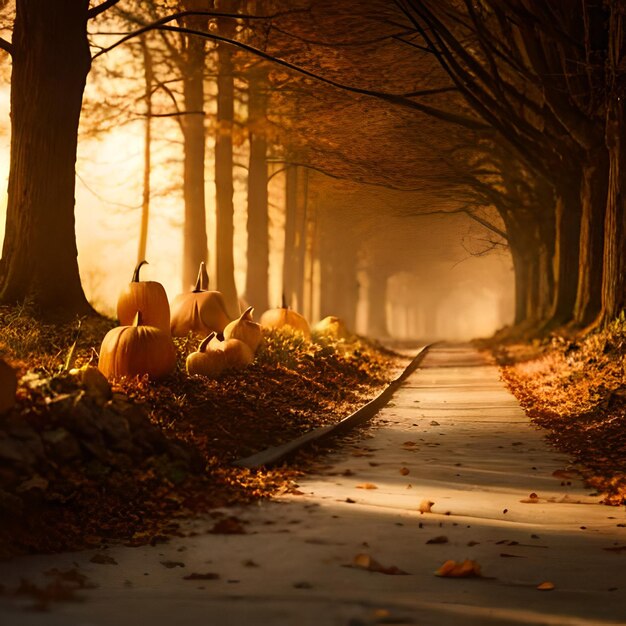 Foto abóbora de halloween com castelo de morcego