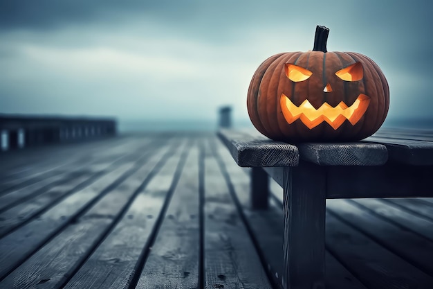 Abóbora de Halloween em fundo laranja AI