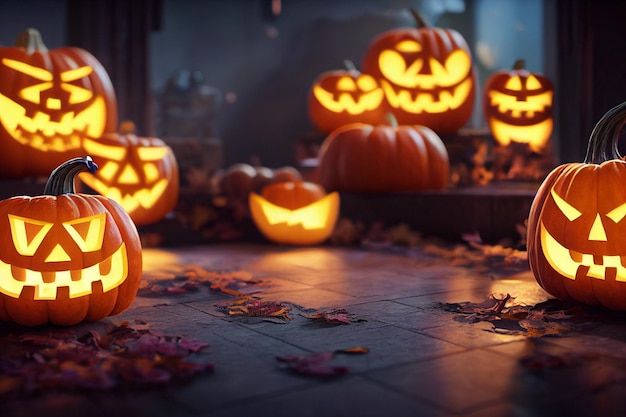 abóbora de halloween em renderização 3d preta