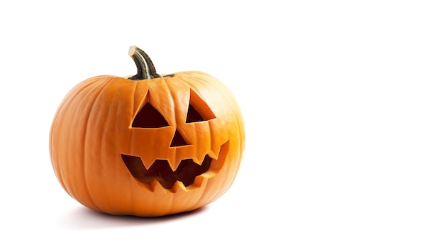 Abóbora de Halloween isolada em um fundo branco Jack o lanternas cabeça de abóbora laranja