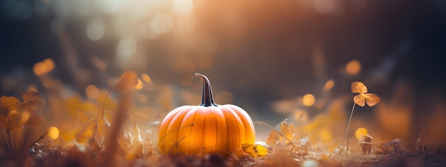 Foto abóbora de halloween na floresta