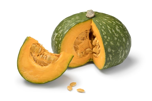 Abóbora Kabocha fresca e um pedaço