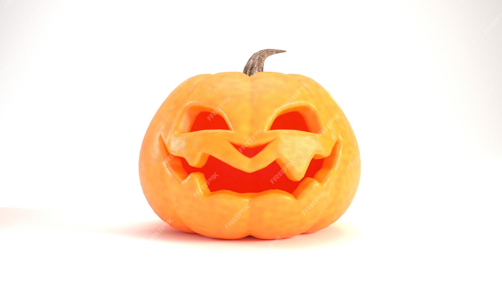 Abóbora de halloween isolada com cara assustadora em fundo transparente