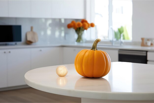 Abóbora na mesa em branco cozinha moderna generativa AI