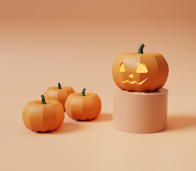 Abóbora no dia de halloween renderização em 3D