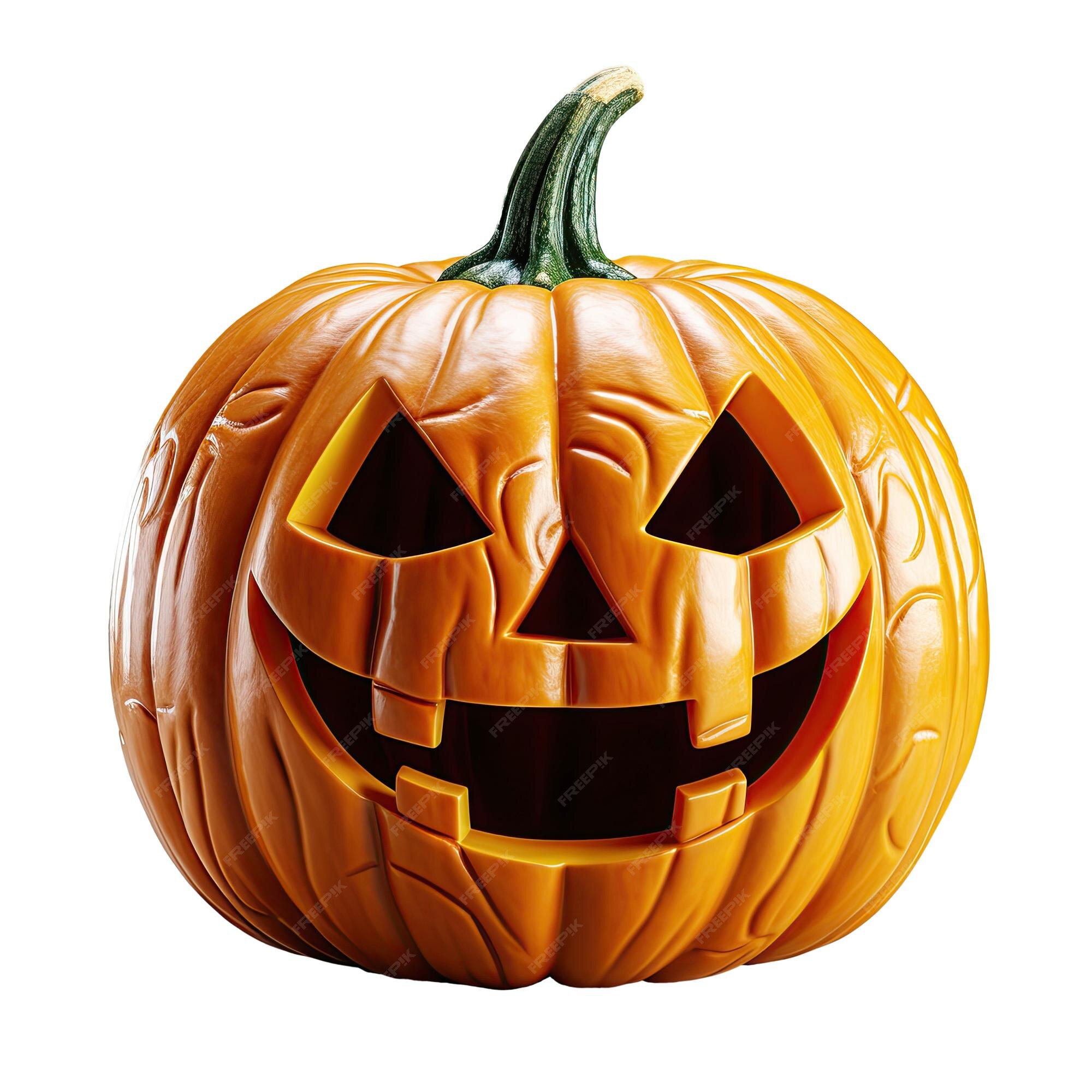 Ilustração De Uma Abóbora De Halloween Com Cara Assustadora Em Fundo Branco  PNG , Ilustração De Uma