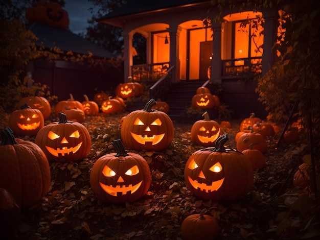 Foto abóboras da noite de halloween