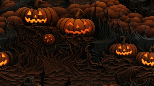 Abóboras de Halloween em um fundo escuro