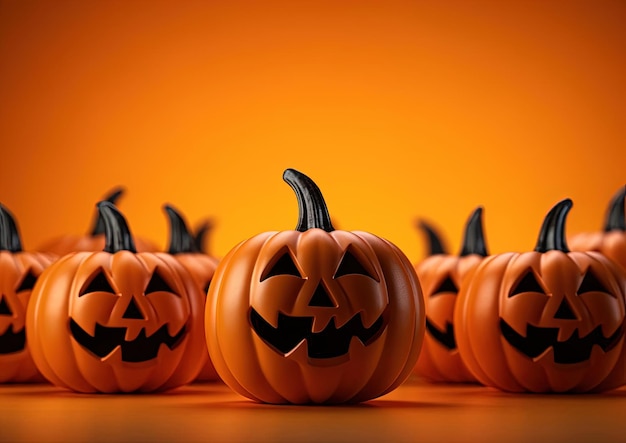 abóboras de halloween em um fundo laranja