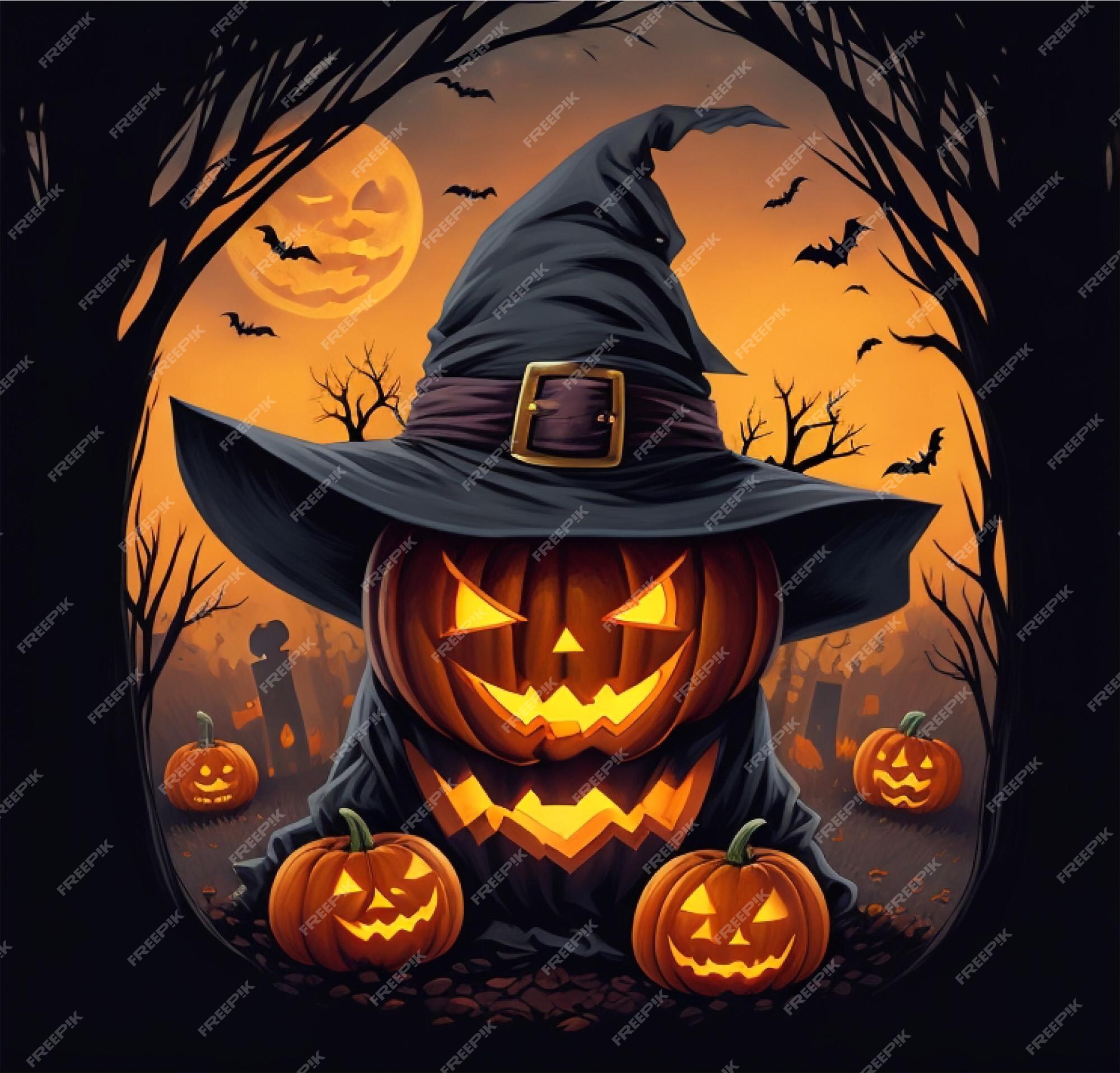 Foto De Stock Rostos Assustadores De Abóboras De Halloween, Royalty-Free