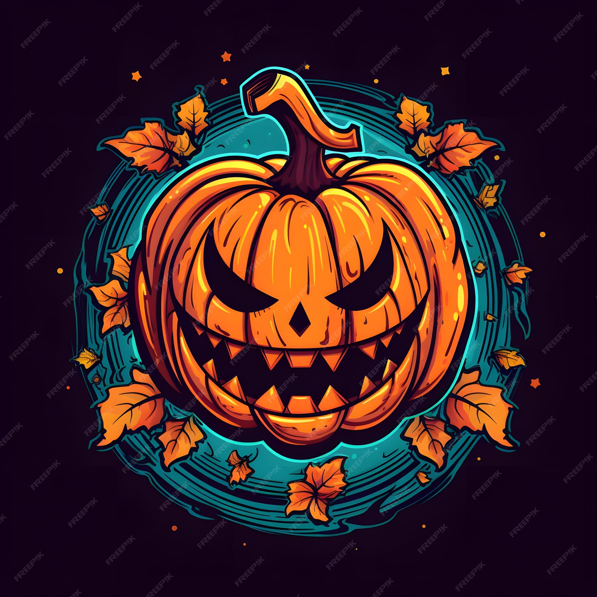 Fantasma de halloween fofo com ilustração de abóbora malvada fantasma de  desenho animado halloween