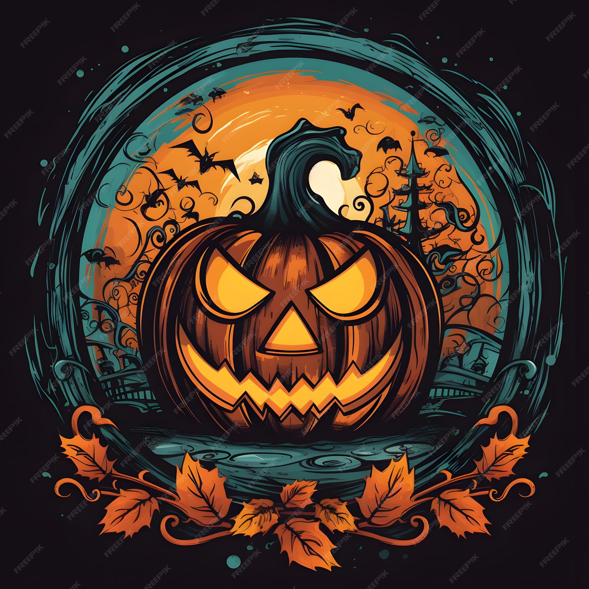 Fantasma de halloween fofo com ilustração de abóbora malvada fantasma de  desenho animado halloween