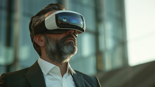 Abogado defiende a clientes que abogan por la justicia con experiencia y dedicación a la ley con gafas de sol de realidad virtual