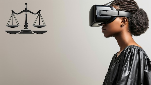 Foto abogado defiende a clientes que abogan por la justicia con experiencia y dedicación a la ley con gafas de sol de realidad virtual