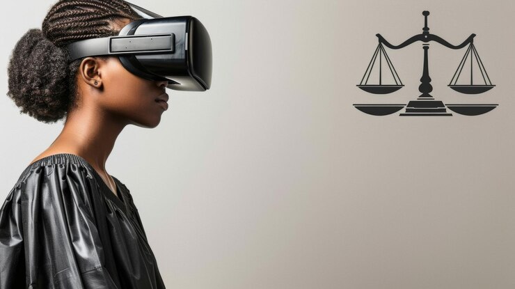 Abogado defiende a clientes que abogan por la justicia con experiencia y dedicación a la ley con gafas de sol de realidad virtual