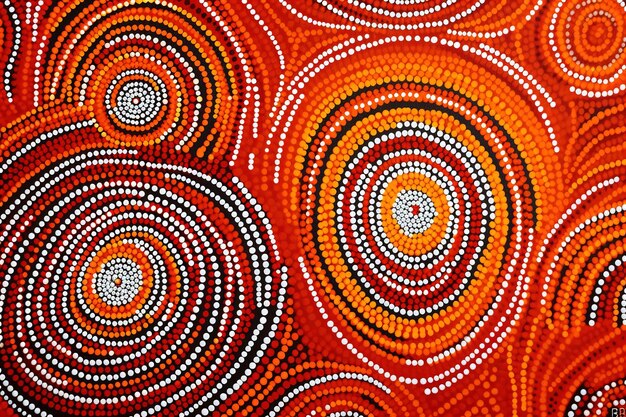 Aboriginal-Stil Malerei mit Fluss und Schildkröte Meeresleben Ozeanleben Generative Ai