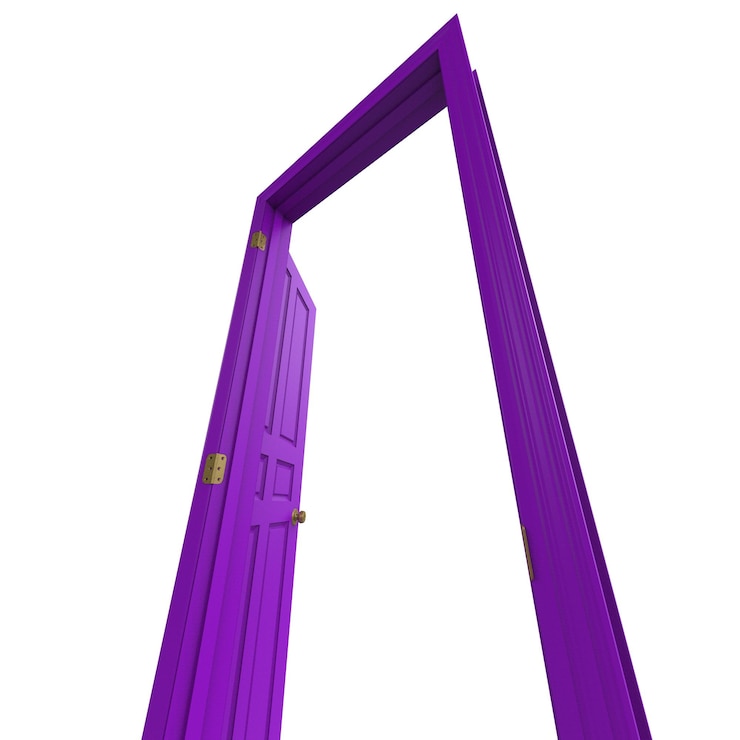 Foto abra a porta isolada fechada renderização de ilustração 3d