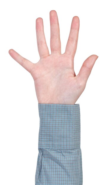 Foto abra el gesto de la mano de cinco dedos