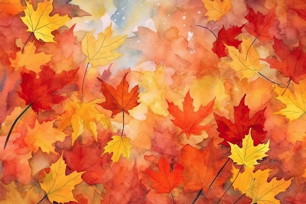 Abraçando a beleza do início do outono com vibrantes folhas de outono em vários tons de vermelho