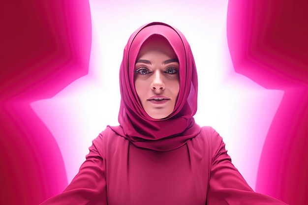 Foto abraçando a realidade virtual mulher árabe muçulmana envolvida em experiência de rv