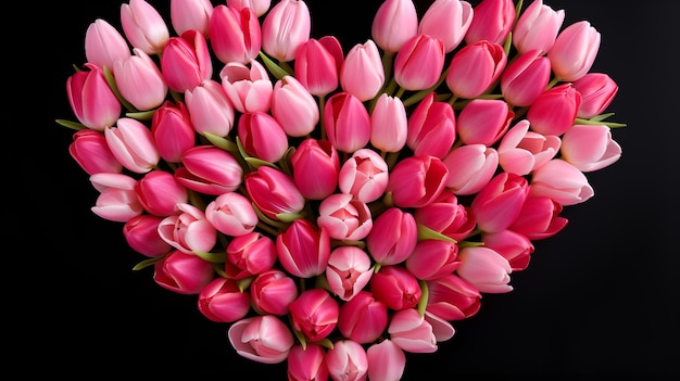 Abraçando o amor através de flores Bouquet de primavera em forma de coração para obras de arte temáticas de amor