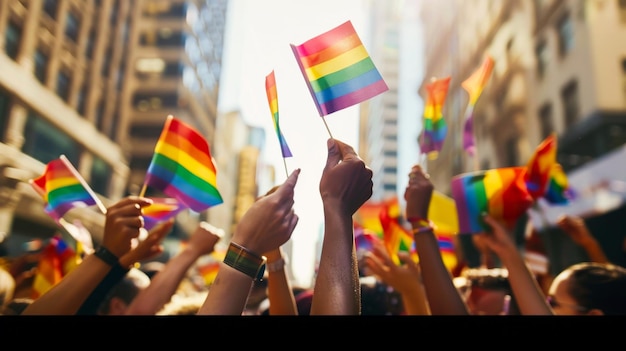 Abraçando ondas de orgulho em uma colorida marcha de solidariedade