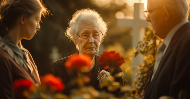 Abraçando-se uns aos outros e chorando pessoas visitando cemitério com muitas cruzes Concepção de funeral e morte