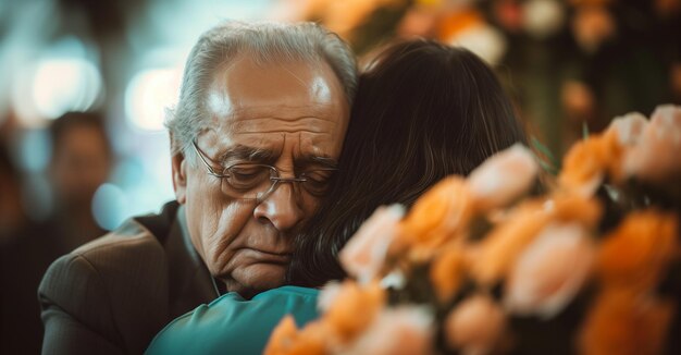 Abraçando-se uns aos outros e chorando pessoas visitando cemitério com muitas cruzes Concepção de funeral e morte