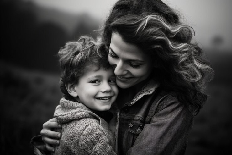 Foto abraço tender mãe e filho foto