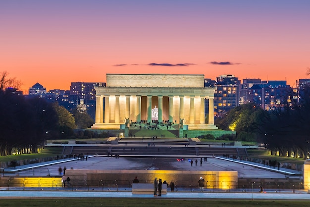 Abraham Lincoln Memorial em Washington, DC, Estados Unidos, no crepúsculo