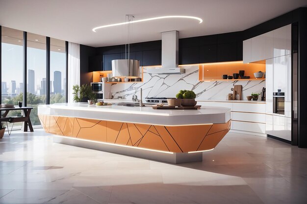 Abraza el futuro con la decoración de cocina futurista, la geometría y los aparatos de última generación.