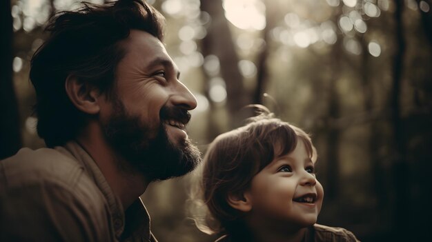 Abrazando la extraordinaria y conmovedora fotografía de un padre y su hijo abrazando la magia de la vida.