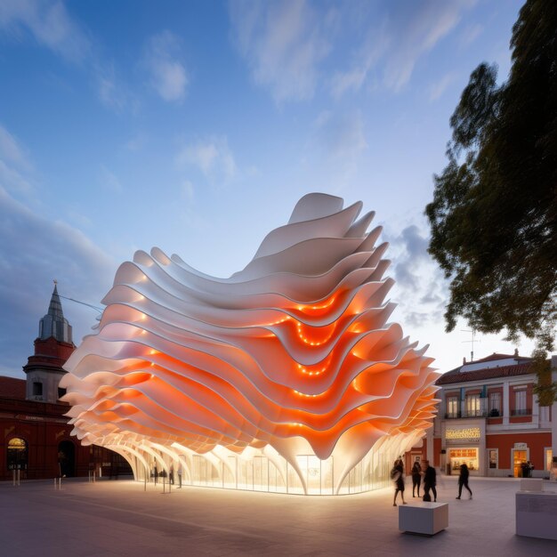 Foto abrazando la tradición y la innovación explorando el edificio paramétrico inspirado en el flamenco matador de madrid