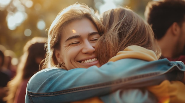 Foto abrazar el amor celebrar el día del abrazamiento con conexiones sinceras