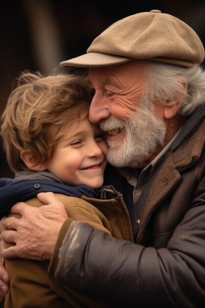 Foto un abrazo entre generaciones como un abuelo y un nieto