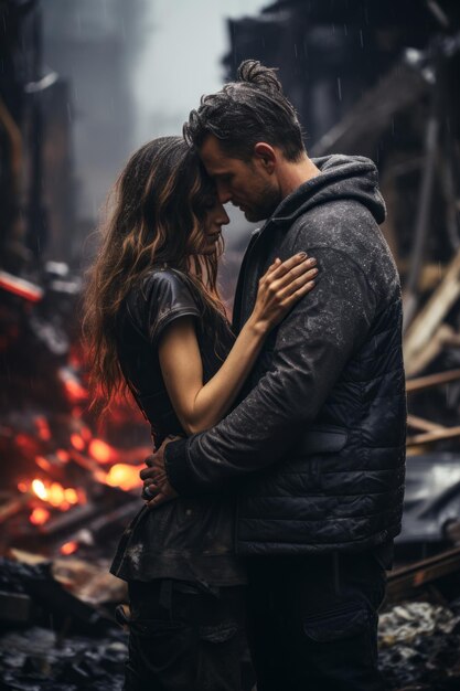 Foto un abrazo entre un hombre y una mujer