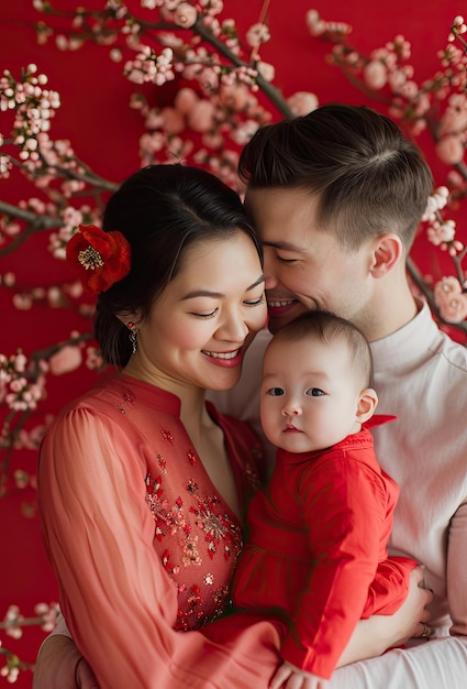 Abrazos familiares con las flores de cerezo